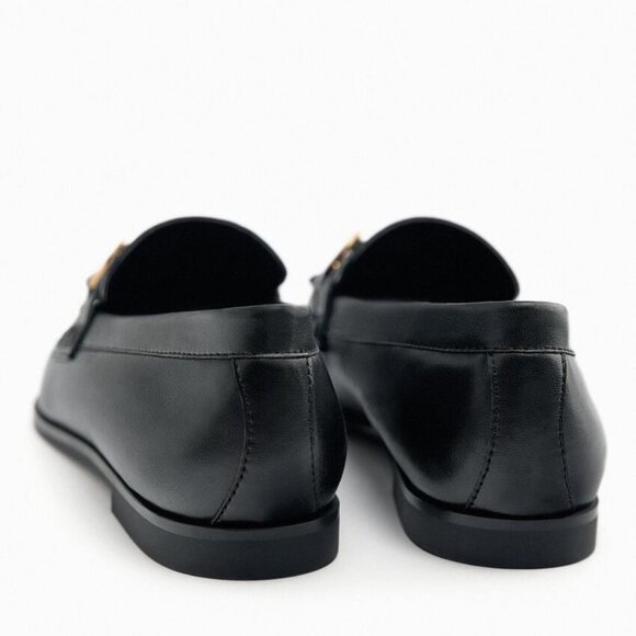 NEW Zara Women's MOCASSIN WITH TASSEL Black/Gold Loafers - Picture 8 of 10